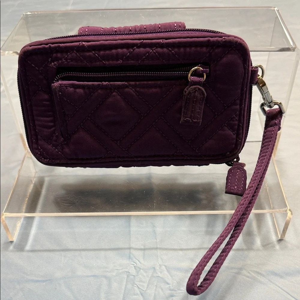 Vera Bradley Purple Quilted Wristlet and key charm - Picture 4 of 12